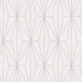 Muriva Pink Geometric Shimmer effect Embossed Wallpaper
