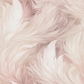 Muriva Plumes Blush Wallpaper Feathers Shiny Stylish Glamorous Feature Wall
