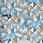 Muriva Pop 3D Effect Geometric Diamond Geo Tiles Feature Non Woven Wallpaper Blue M46701