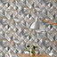 Muriva Pop 3D Effect Geometric Diamond Geo Tiles Feature Non Woven Wallpaper Taupe M46709