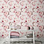 Muriva Red Floral Glitter effect Embossed Wallpaper