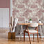 Muriva Red Tropical Fabric effect Embossed Wallpaper