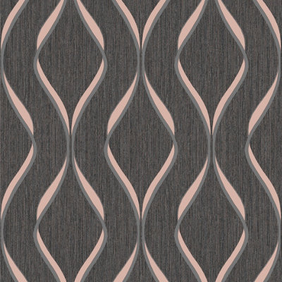 Muriva Rose Gold Geometric Metallic & glitter effect Embossed Wallpaper