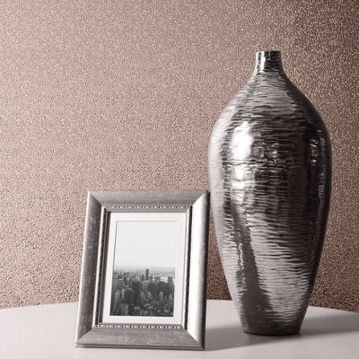 Muriva Rose Gold Texture Metallic effect Embossed Wallpaper