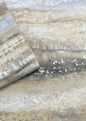 Muriva Semper Vertical Marble Gold Metallic Flat Surface Wallpaper 189502