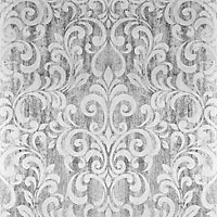 Muriva Silver Damask Metallic effect Embossed Wallpaper