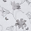 Muriva Silver Floral Metallic effect Embossed Wallpaper