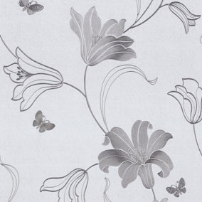 silver flower wallpaper