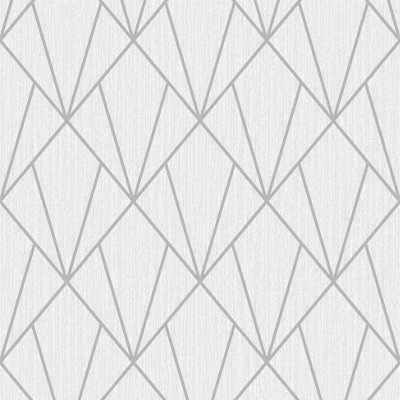 Muriva Silver Geometric Metallic & glitter effect Embossed Wallpaper