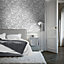 Muriva Silver Marble Metallic effect Embossed Wallpaper
