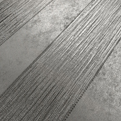 Muriva Silver Stripe Metallic effect Embossed Wallpaper DIY at B&Q