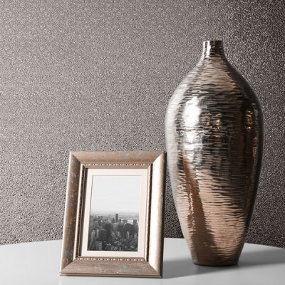 Muriva Silver Texture Metallic effect Embossed Wallpaper