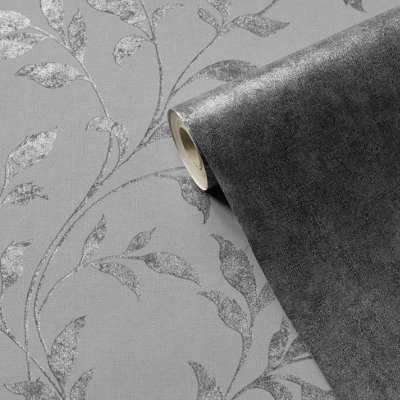 Muriva Silver Texture Metallic effect Embossed Wallpaper
