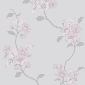 Muriva Stone & Rose Floral Metallic effect Embossed Wallpaper