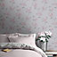 Muriva Stone & Rose Floral Metallic effect Embossed Wallpaper
