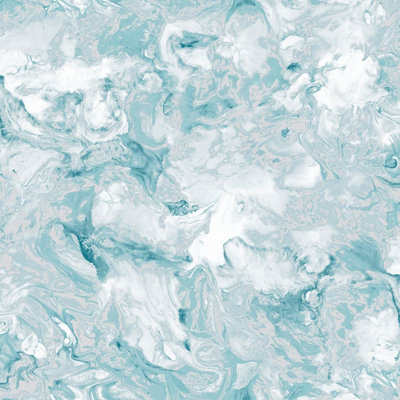 Muriva Teal Marble Metallic effect Embossed Wallpaper