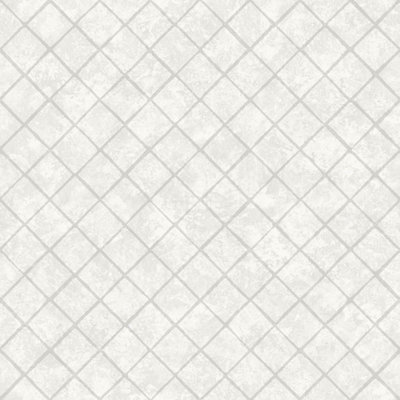 Muriva Tile Pattern White Wallpaper Glitter Diamond Motif Faux Effect Wallpaper L44900
