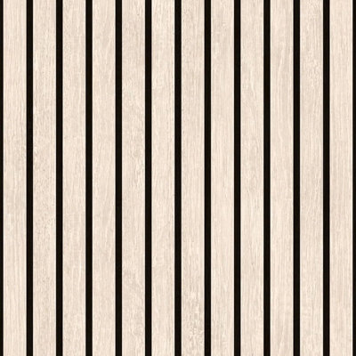 Muriva Ugepa Wooden Slats Panelling 3D Wood Panel Cream Black Stripe Wallpaper