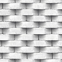 Muriva White Brick Brick effect Embossed Wallpaper