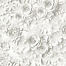 Muriva White Floral 3D effect Embossed Wallpaper