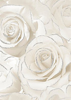 Muriva White Floral Glitter effect Embossed Wallpaper