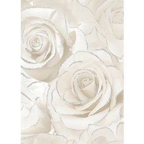 Muriva White Floral Glitter effect Embossed Wallpaper