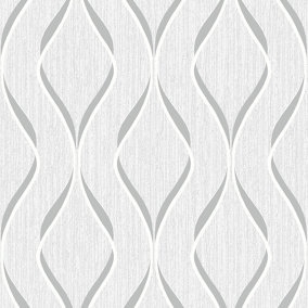 Muriva White Geometric Metallic & glitter effect Embossed Wallpaper