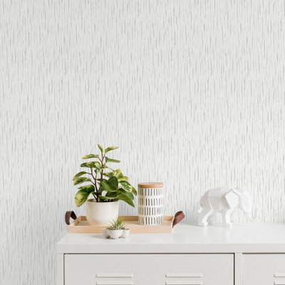 Muriva White Texture Glitter effect Embossed Wallpaper