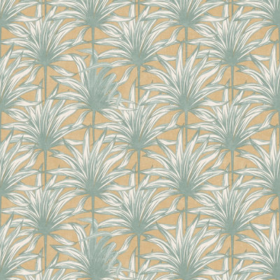 Muriva Yellow Tropical Distressed effect Embossed Wallpaper