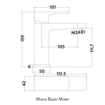 Muro Basin Mixer Tap Brushed Brass Finish Sink Mono Square Style Bathroom Tap