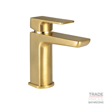 Muro Brushed Brass Basin Mixer Tap & Bath Filler Tap Set