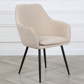 Muse Accent Chair in Boucle Fabric Upholstery - Cream