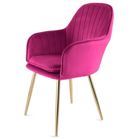 Muse Accent Chair in Velvet Upholstery - Fuchsia Pink
