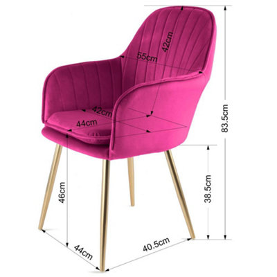 Muse Accent Chair in Velvet Upholstery Fuchsia Pink