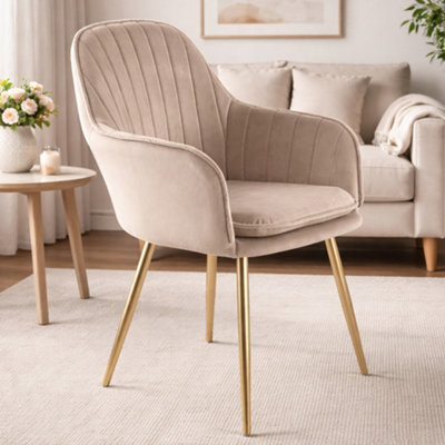 Upholstered Velvet Chairs Taupe