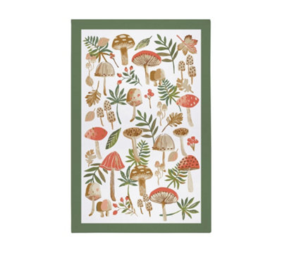 Mushrooms Floral 100% Cotton Tea Towel