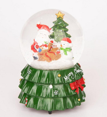 Musical Christmas Snowglobe Large Water Ball Features Christmas Santa Kids Scene Tree Resin Base- standing Decorations Price Comparisons | Compare The Build