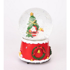 Musical Christmas Snowglobe Large Water Ball Features Christmas Santa Tree Scene Cute Resin Base Decorations