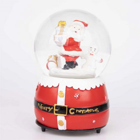Musical Christmas Snowglobe Large Water Ball Features Santa Snowman Scene Santa Costume Resin Base Decorations