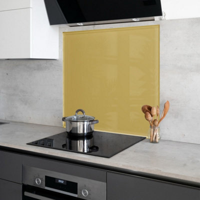 Mustard Blanket Toughened Glass Kitchen Splashback - 800mm x 700mm