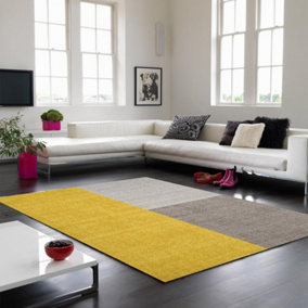 Mustard Geometric Handmade Luxurious Modern Wool Rug Easy to clean Living Room and Bedroom-200cm X 300cm