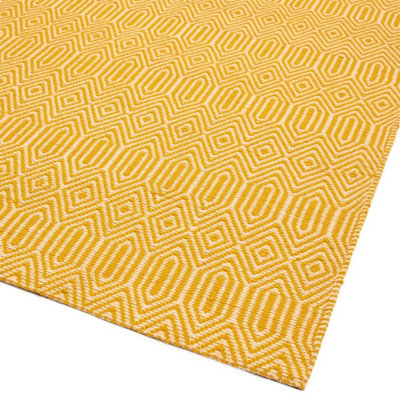 Mustard Geometric Handmade Modern Wool Easy To Clean Rug Dining Room Bedroom And Living Room-100cm X 150cm