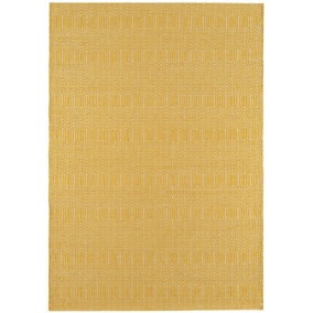 Mustard Geometric Handmade Modern Wool Easy To Clean Rug Dining Room Bedroom And Living Room-66 X 200cm (Runner)