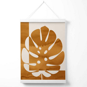Mustard Monstera Mid Century Tropical Poster with Hanger / 33cm / White