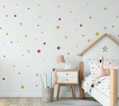 Mustard Pink Shades Polka Dot Wall Stickers