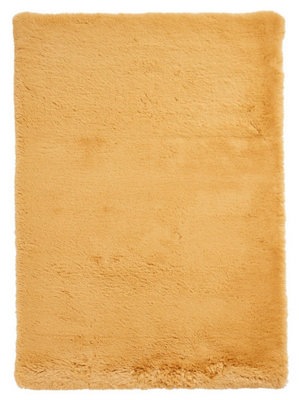Mustard Shaggy Rug, Plain Rug with 80mm Thickness, Anti-Shed Modern Mustard Rug for Bedroom, & DiningRoom-80cm X 150cm