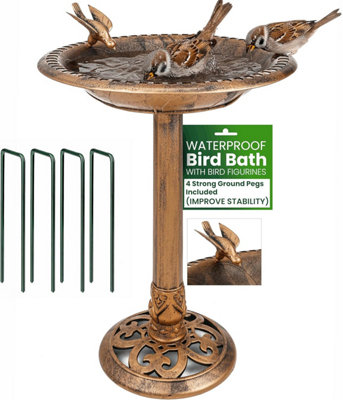 My Garden Bird Bath Bronze Effect Freestanding Birds Bath With ...