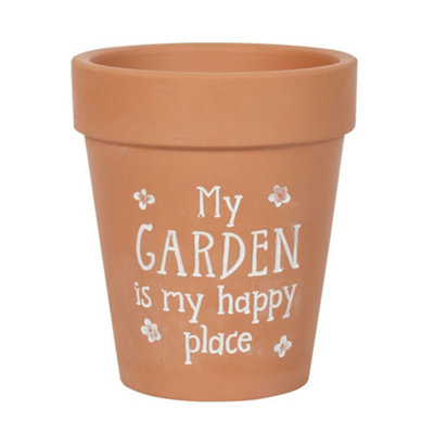 My Garden is my Happy Place Terracotta Plant Pot (H17 x W15 cm)