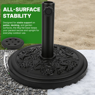 My Garden Parasol Base 9KG Heavy Duty Rose Pattern Outdoor Umbrella ...