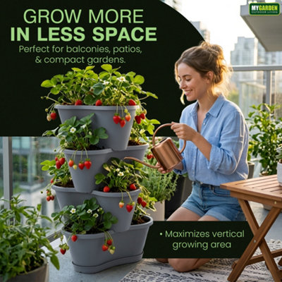 My Garden Stackable Planter Tower Pack of 4 Vertical Stackable Garden ...